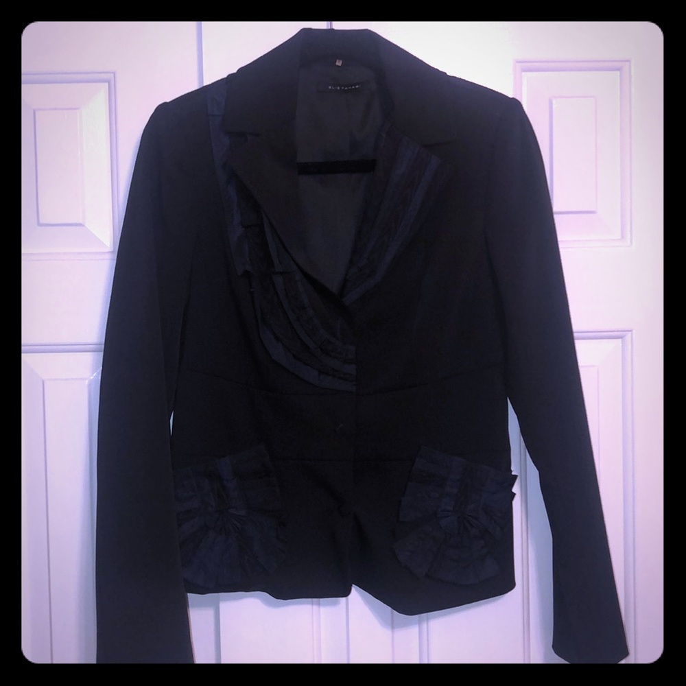 Black blazer with blue accents